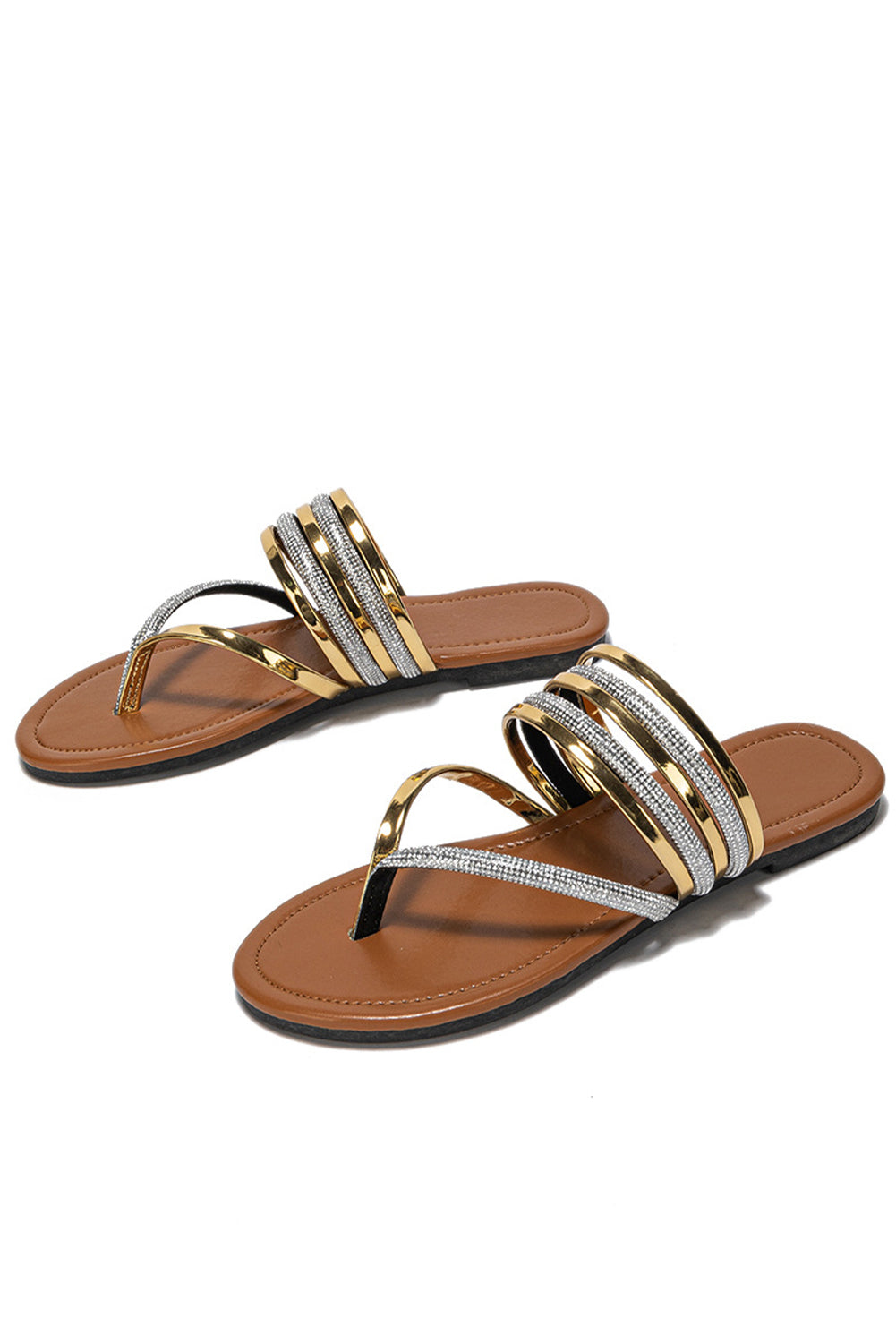 Flache Pantoffeln mit Clip-Toe und spitzer Zehenpartie und Riemchen