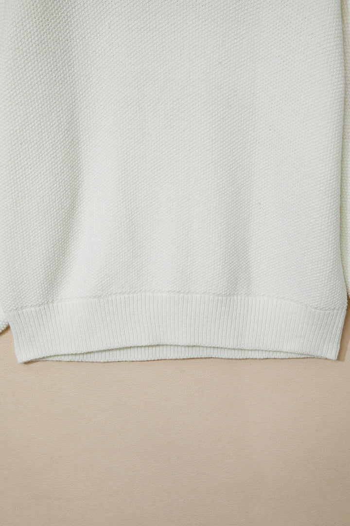 White Chenille Graphic Drop Shoulder Holiday Sweater