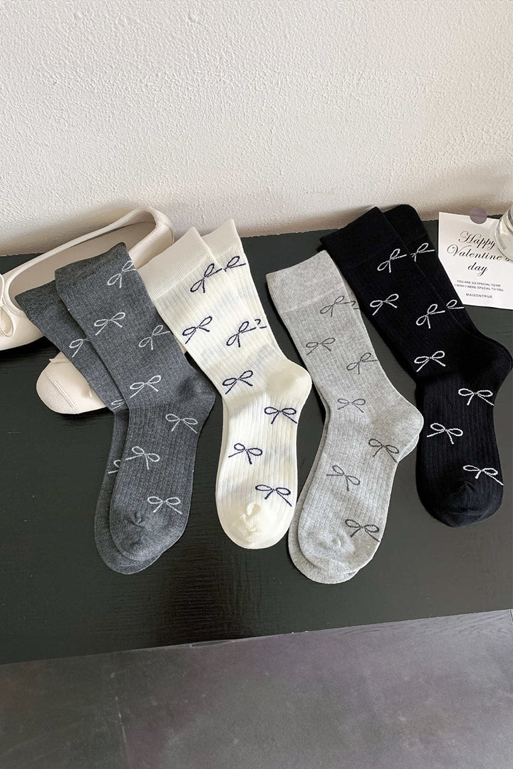 Gerippte Crew-Socken mit Schleifenknoten-Print