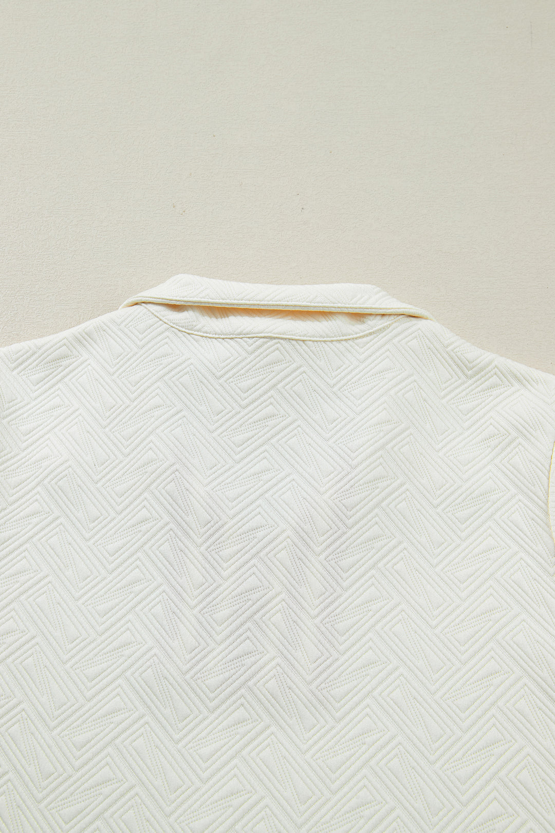Textured Knit Contrast Striped Accent Zipped Collar Pullover Top