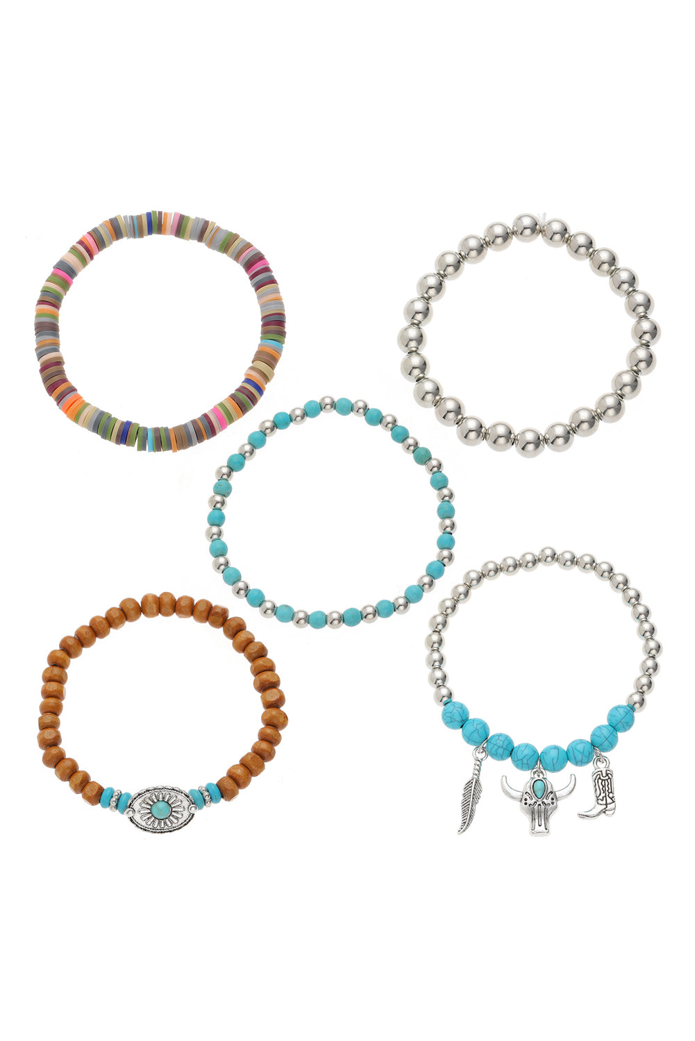 Ensemble de bracelets multicouches en perles à motif occidental