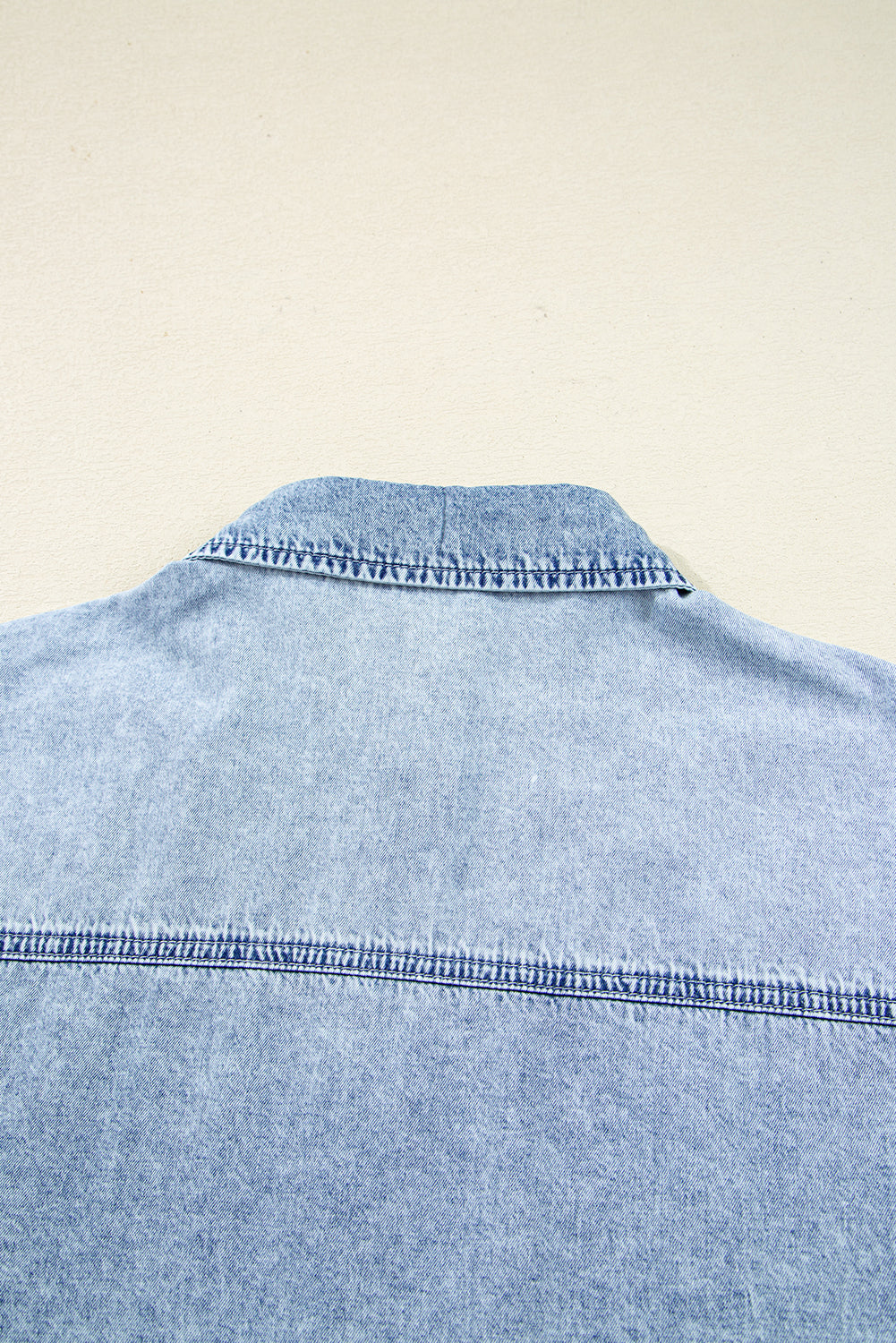 Chest Pocket Raw Hem Denim Loose Shirt Dress