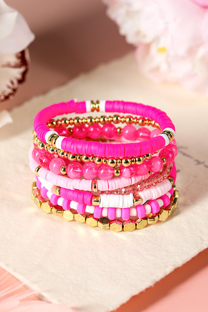 Ensemble de 8 bracelets élastiques perlés Saint-Valentin