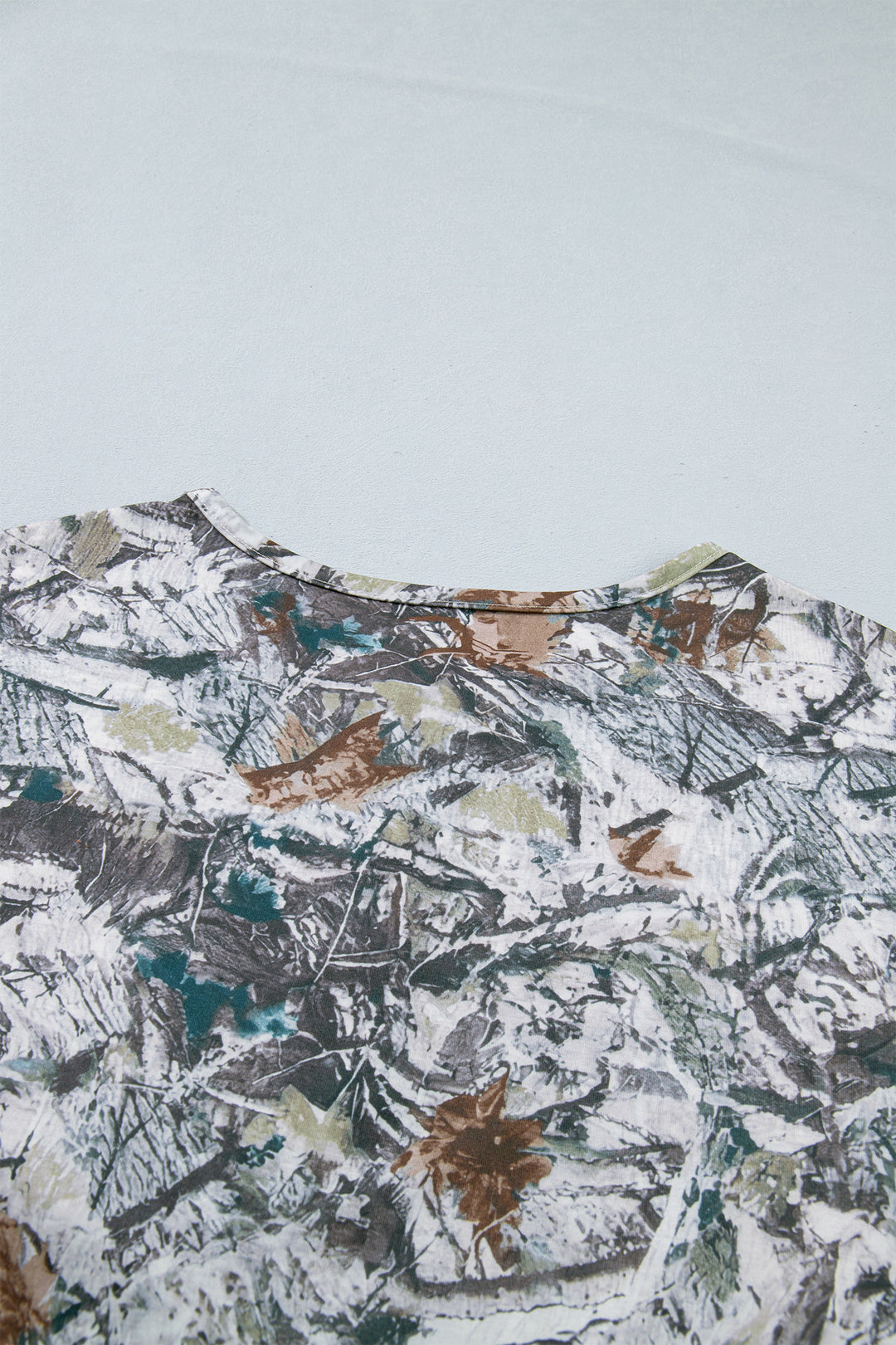 Gray Abstract Woodland Print Tunic Henley T Shirt