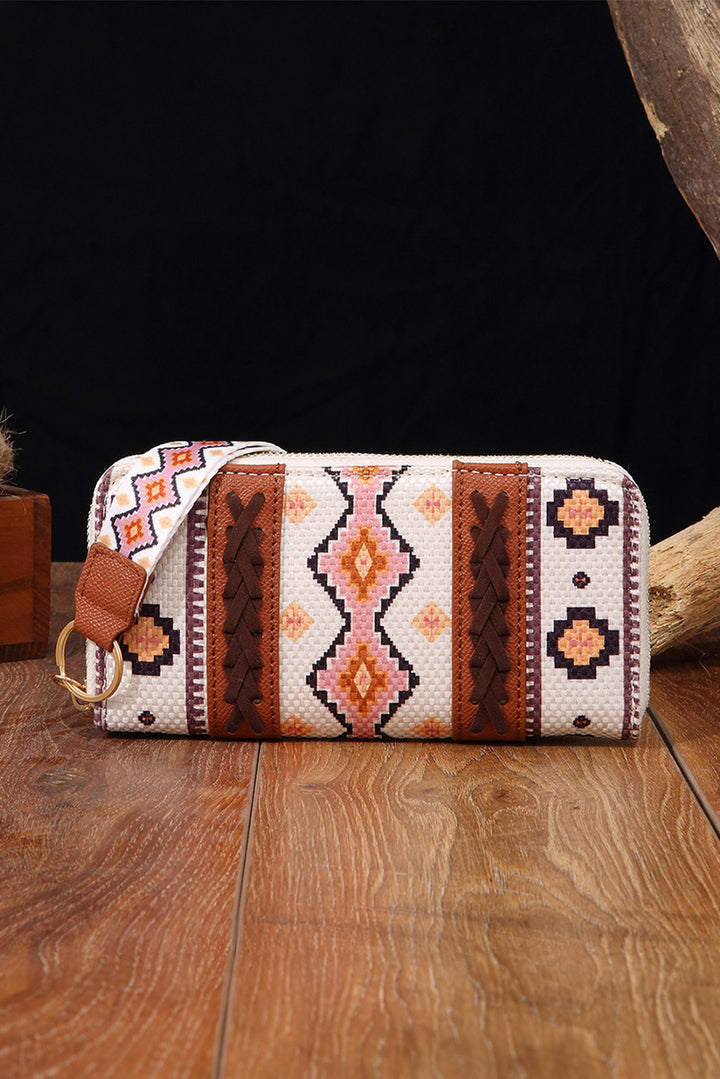Western Aztec Print PU Leather Wristlet Wallet