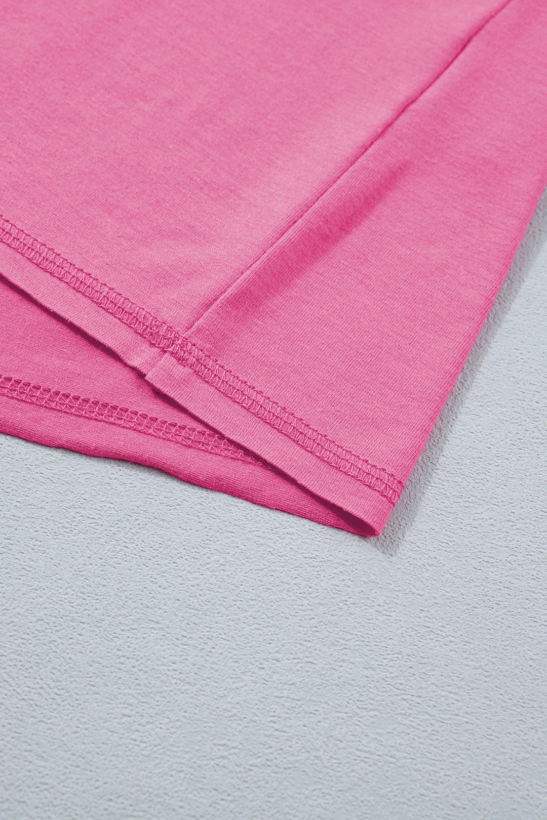 Bright Pink Seam Detail Raw Edge Tee Rainbow Waistband Casual Short Set