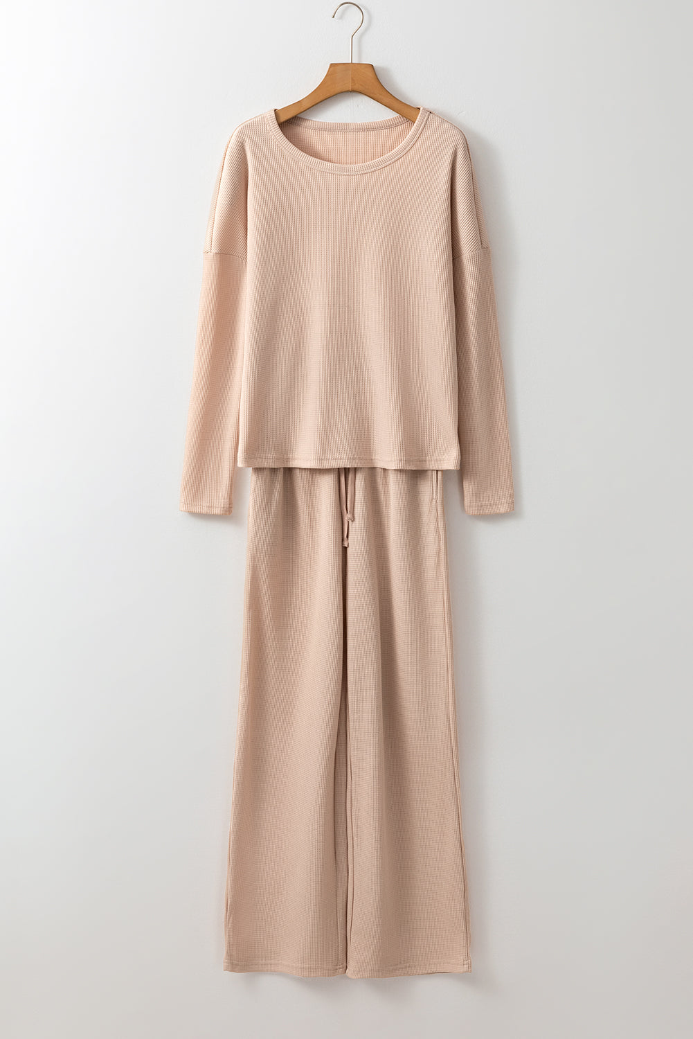 textured long sleeve t shirt and pants lounge set