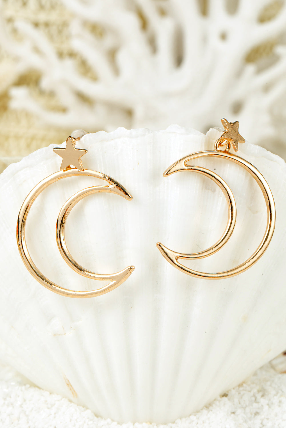 Boucles d'oreilles en alliage plaqué étoile et lune