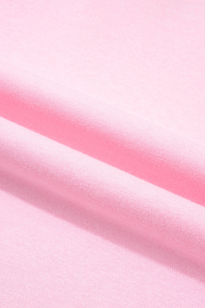 Pink Colorblock Polka Dot Contrast Trim Oversized Sweatshirt