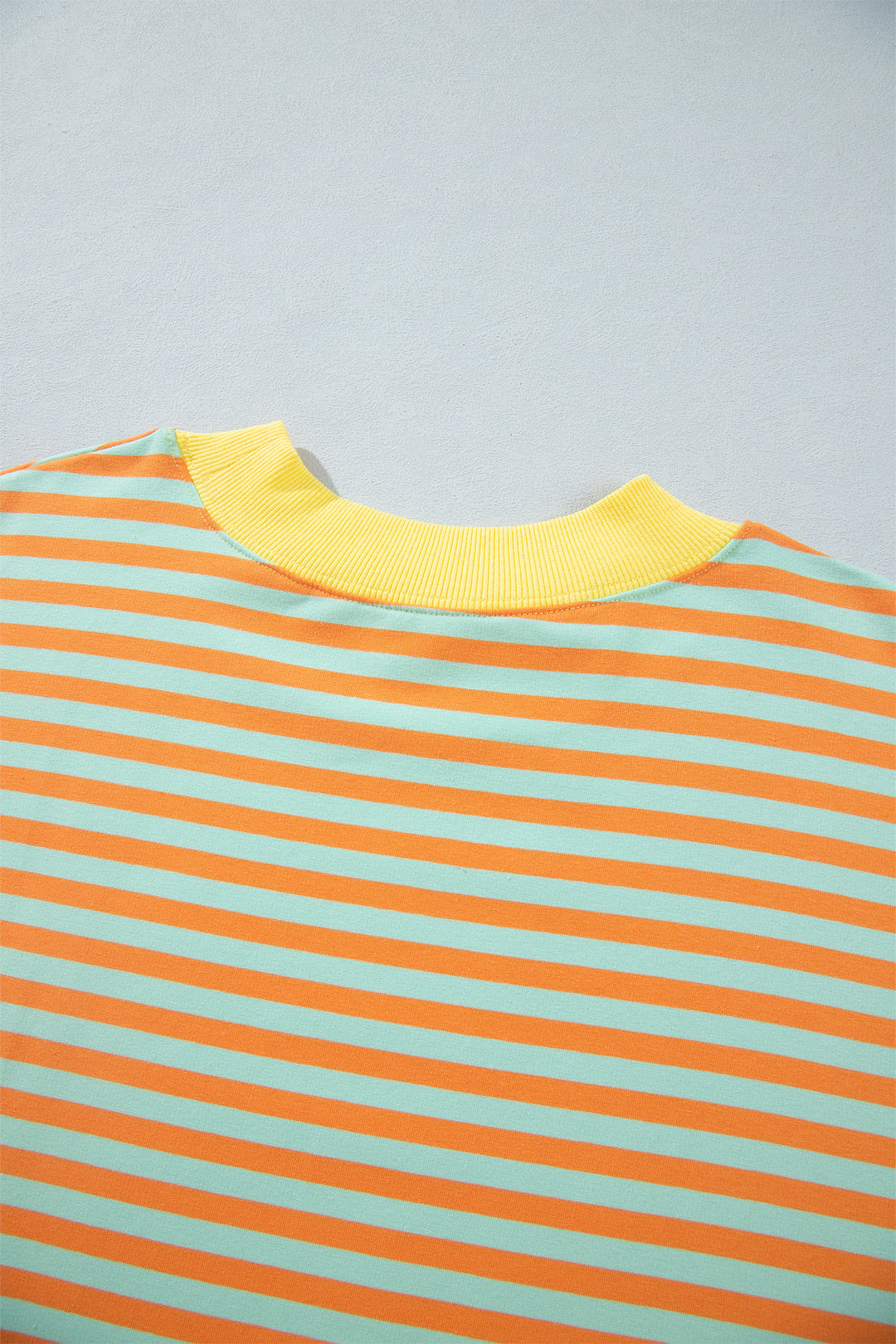Orange Stripe High Neck Striped Colorblock Tunic Plus Size Sweatshirt