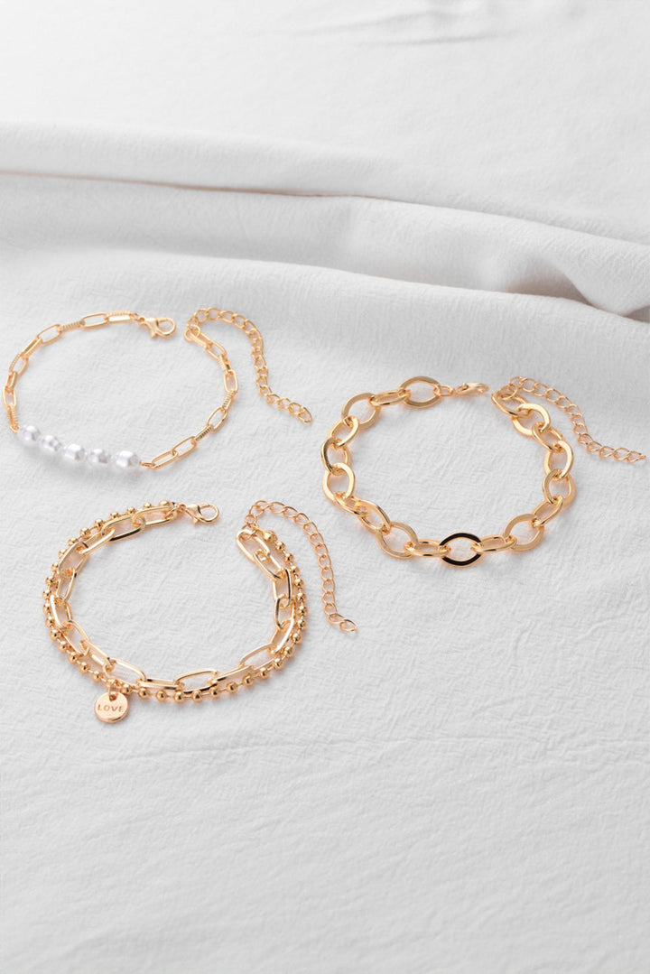 Pearl Plated Alloy Adjustable Chain Bracelet