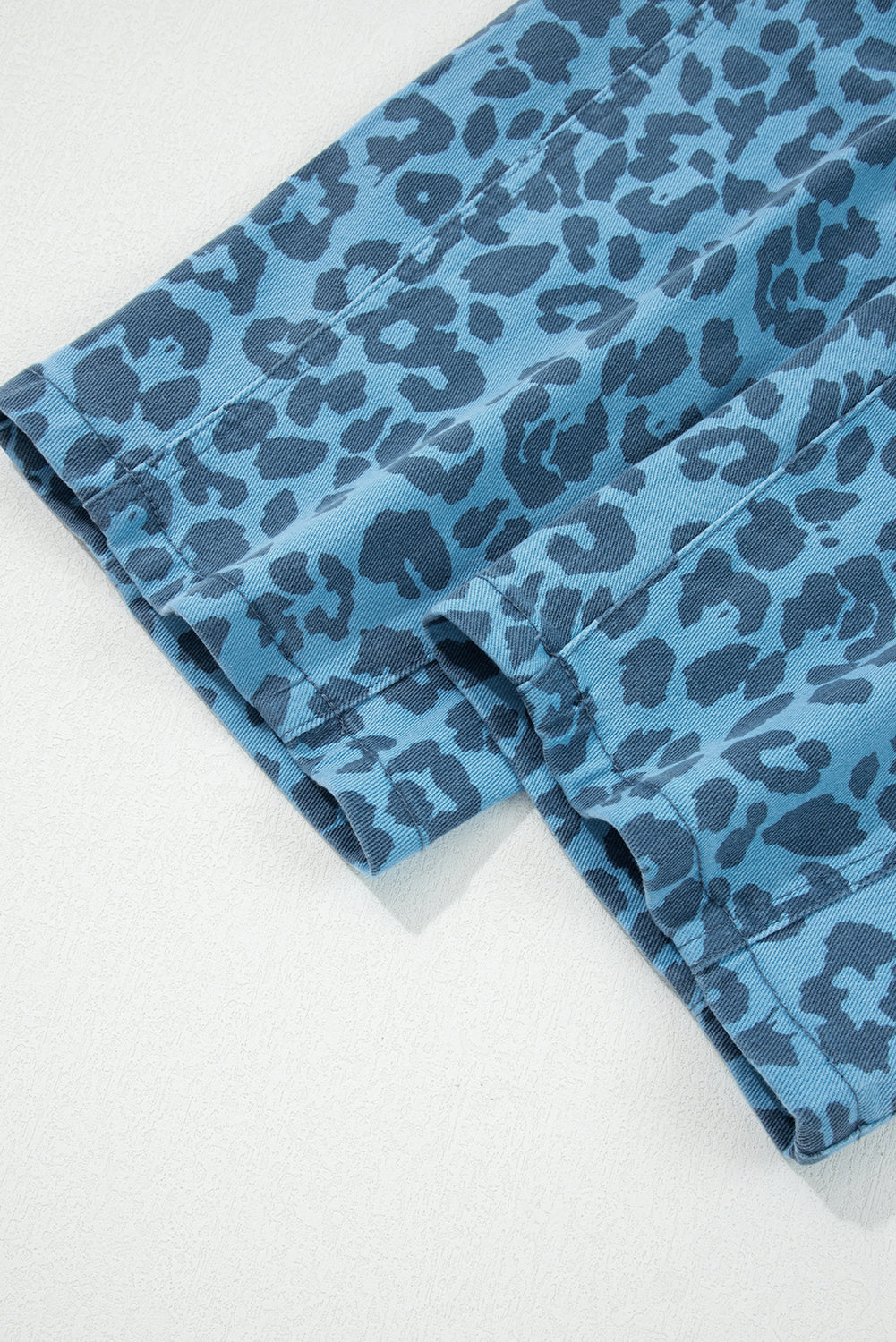 Sky Blue Leopard Print Barrel Leg Jeans