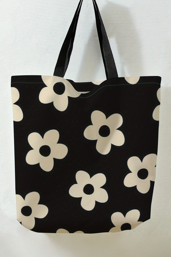 Flower Print Canvas Large Capacity Shoulder Bag