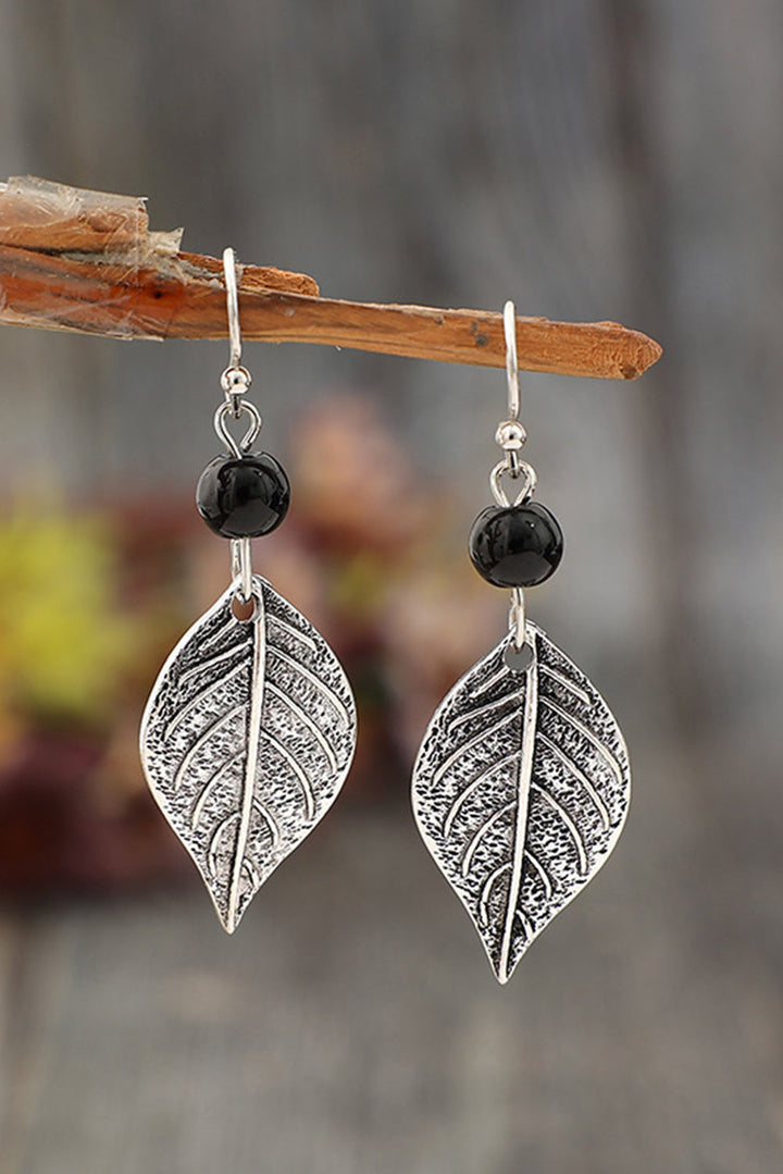 Vintage Leaf Shape Bead Dangle Earrings