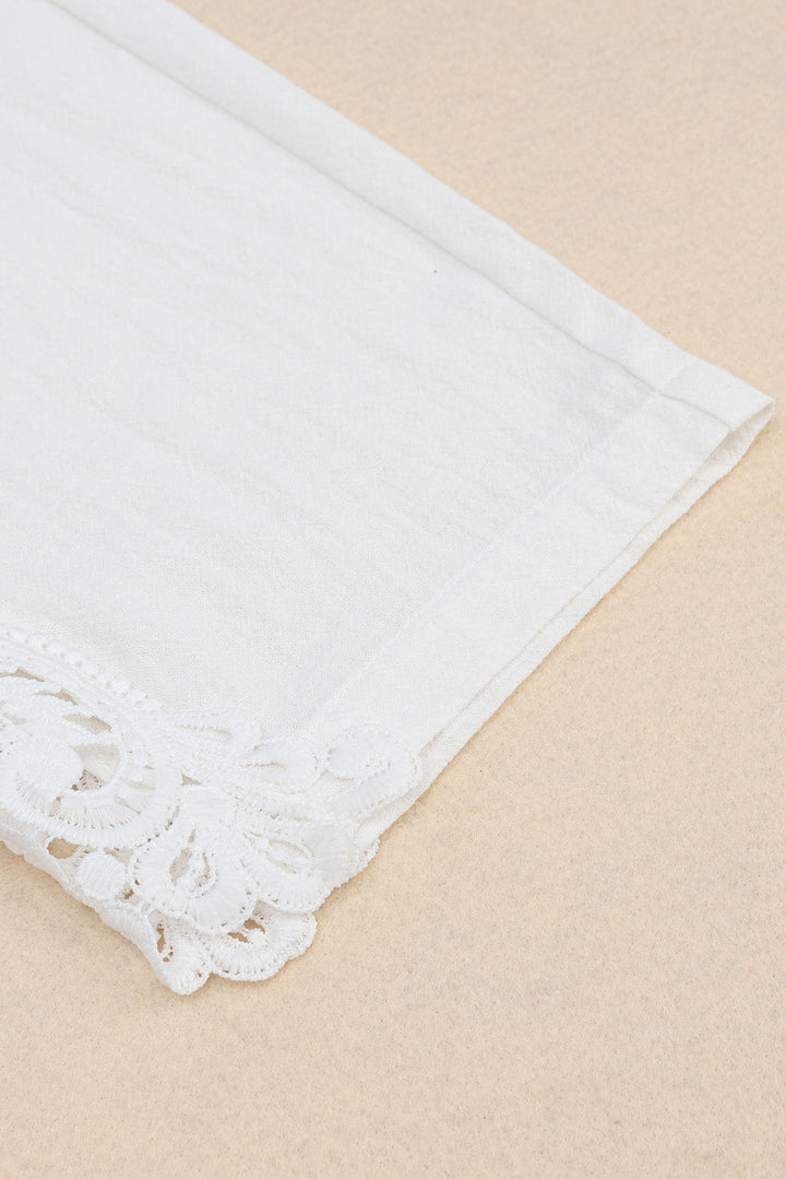 Lace Splicing Drawstring Casual Cotton Pants