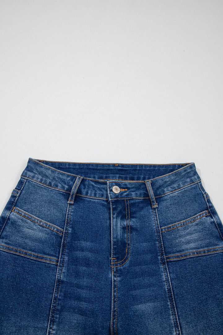 Sky Blue Tailored Seam Detail Womens Shift Jeans