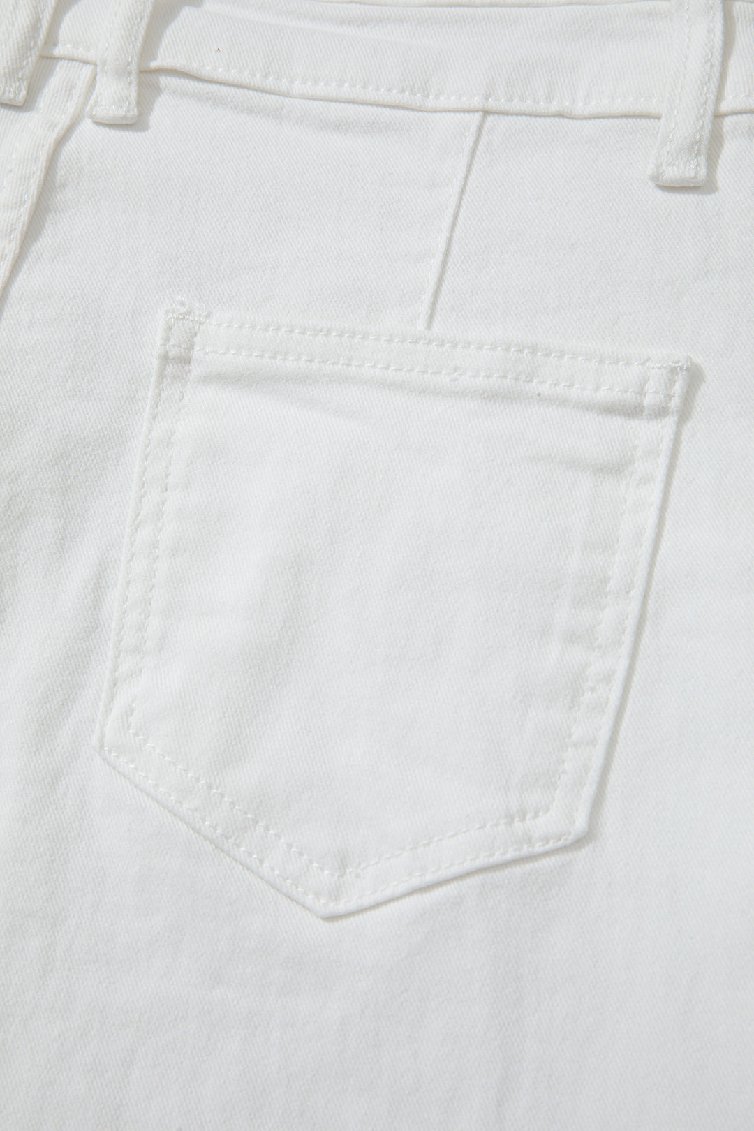 White Solid Color Loose Casual Jeans