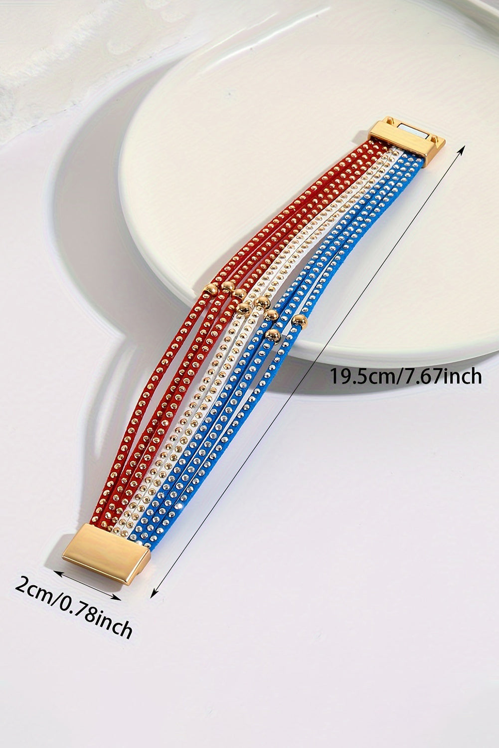 Flag Day Magnetic Buckle Studded Multi Layer Bracelet