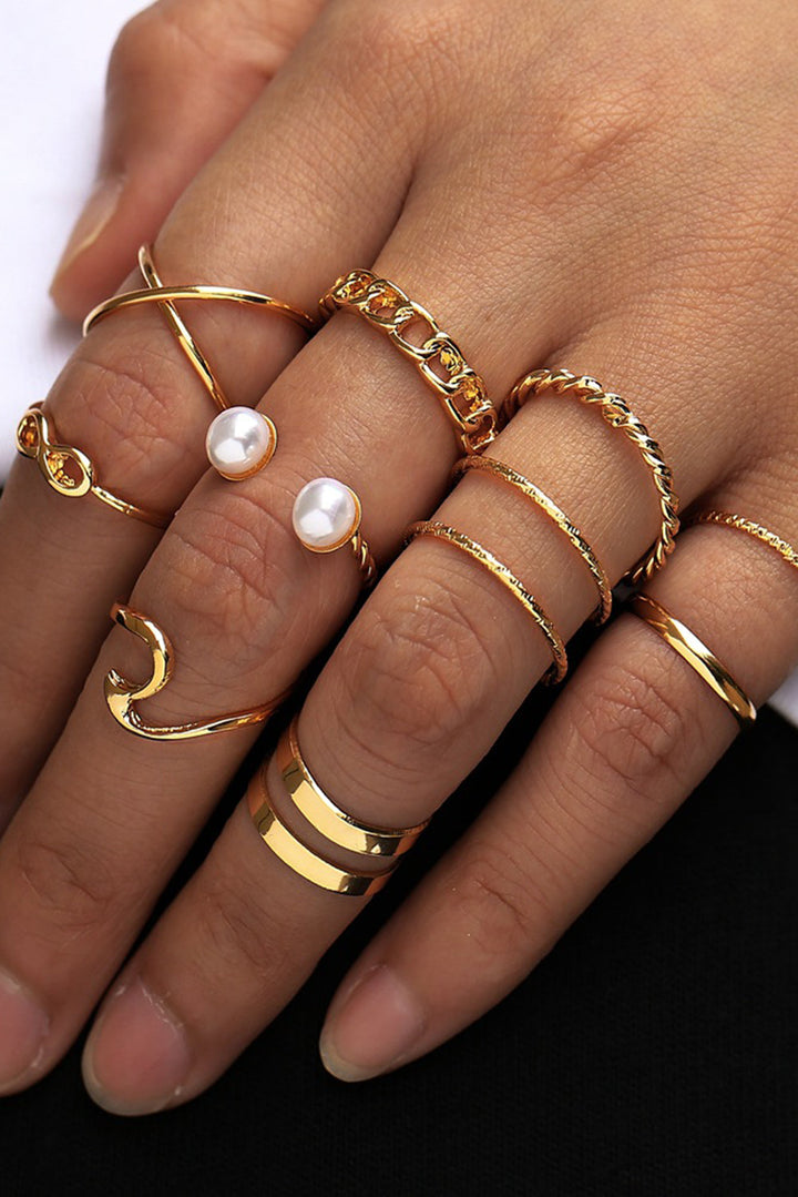 10pcs/set Vintage Plated Alloy Ring Set