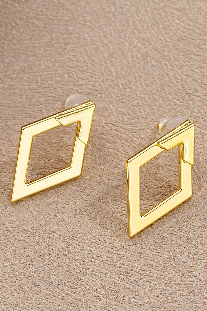 Rhombus Shape Plated Alloy Stud Earrings