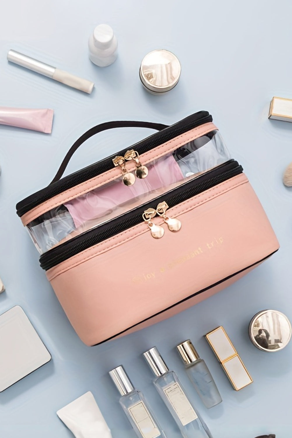 Waterproof PVC Double-layer Cosmetic Bag