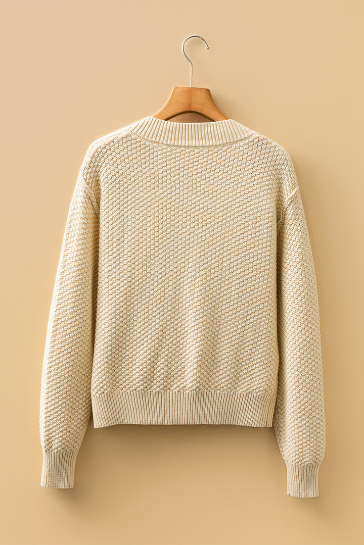 Button Front Cropped Cardigan Sweater