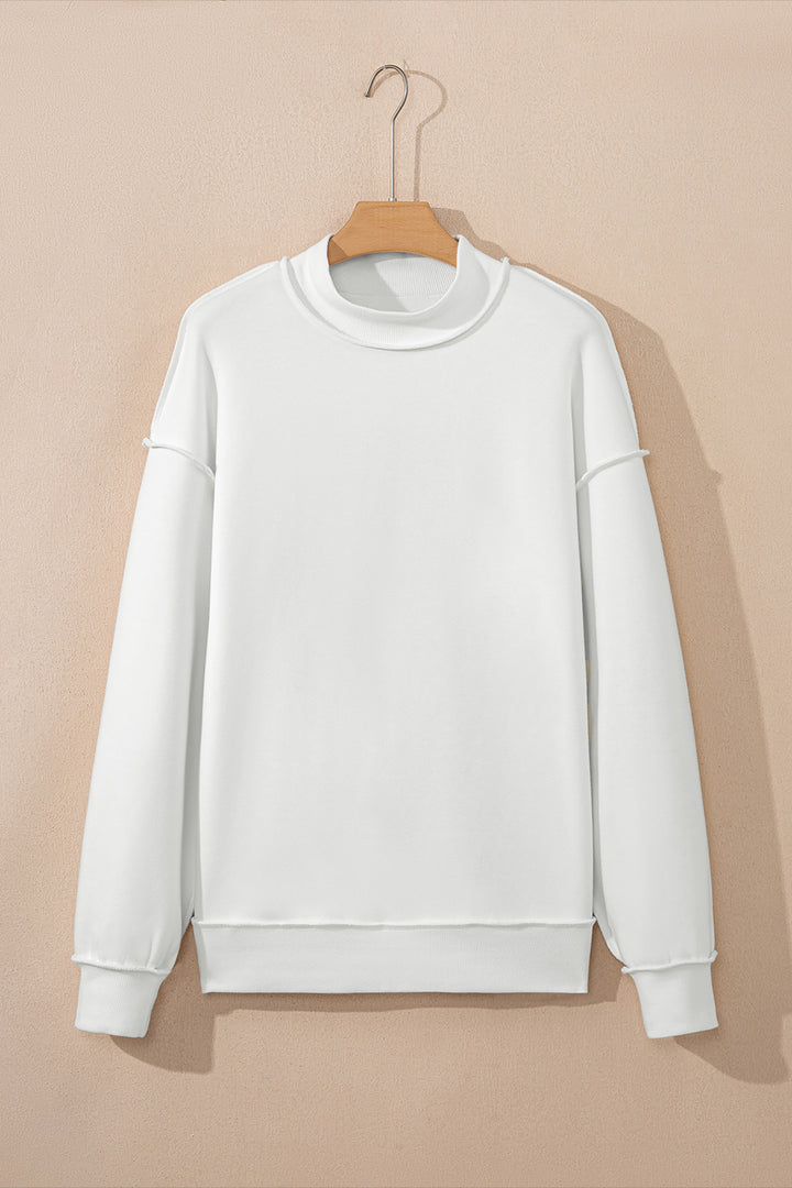 Oversize Drop Shoulder Reversible Mock Neck Sweatshirt