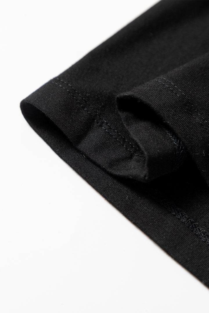 Black Solid Color Long Sleeve Fitted Top
