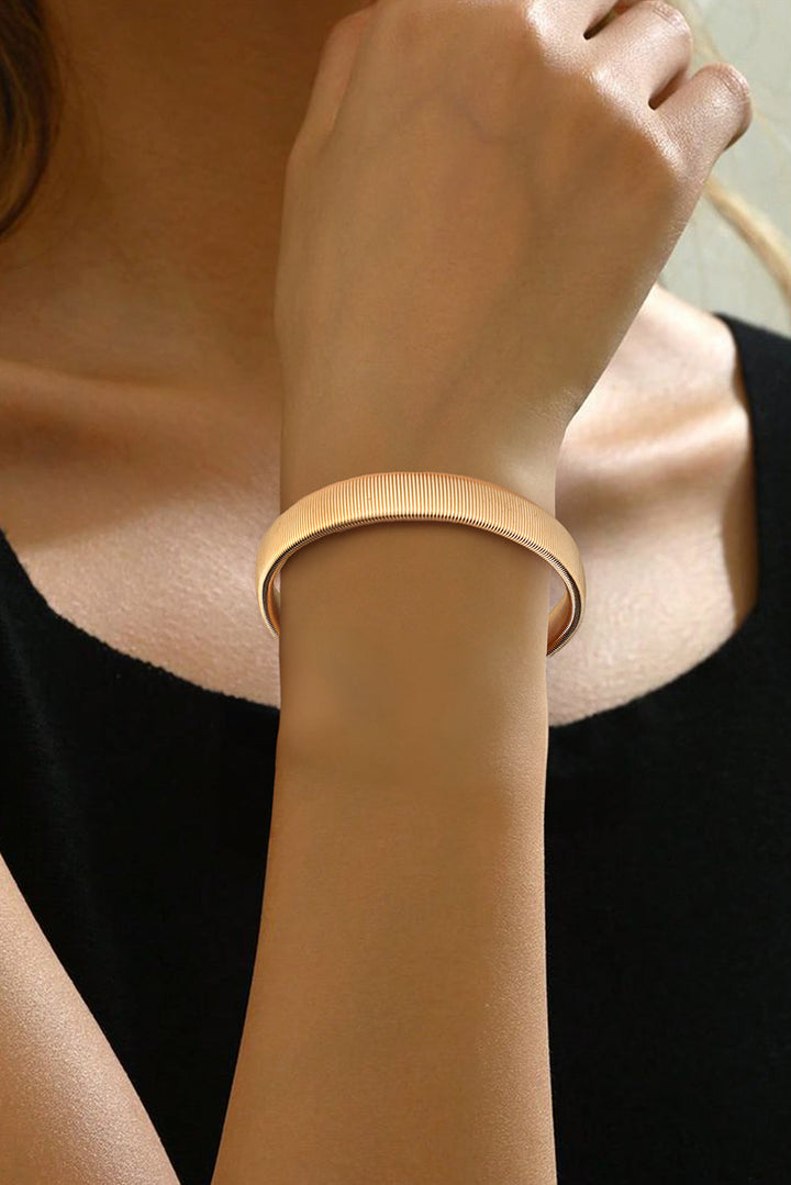 Stretchy Plated Metal Wide Bangle