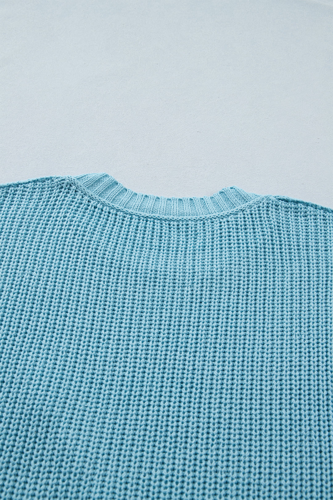 Mist Blue Exposed Seam Detail Half Sleeve Loose Sweater
