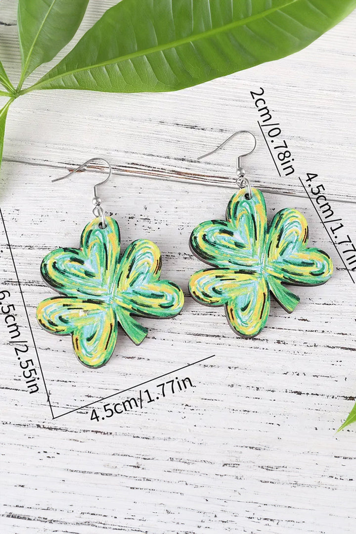 Boucles d'oreilles pendantes en forme de trèfle peint de la Saint-Patrick
