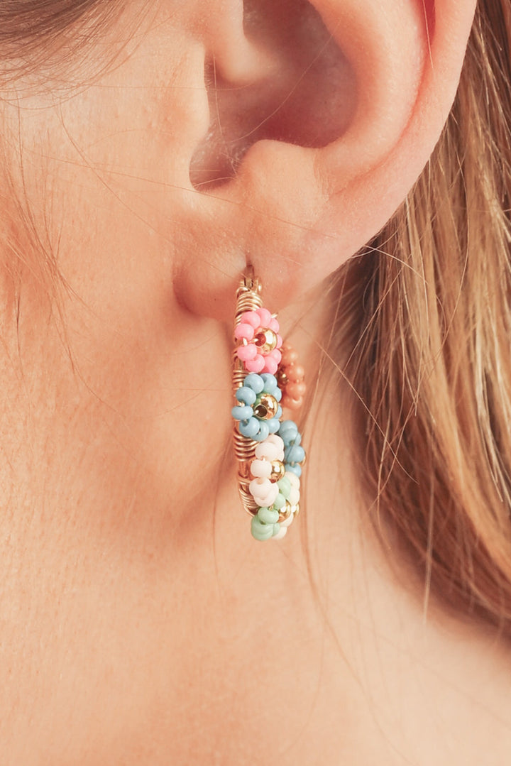 Colorful Flower Hoop Earrings