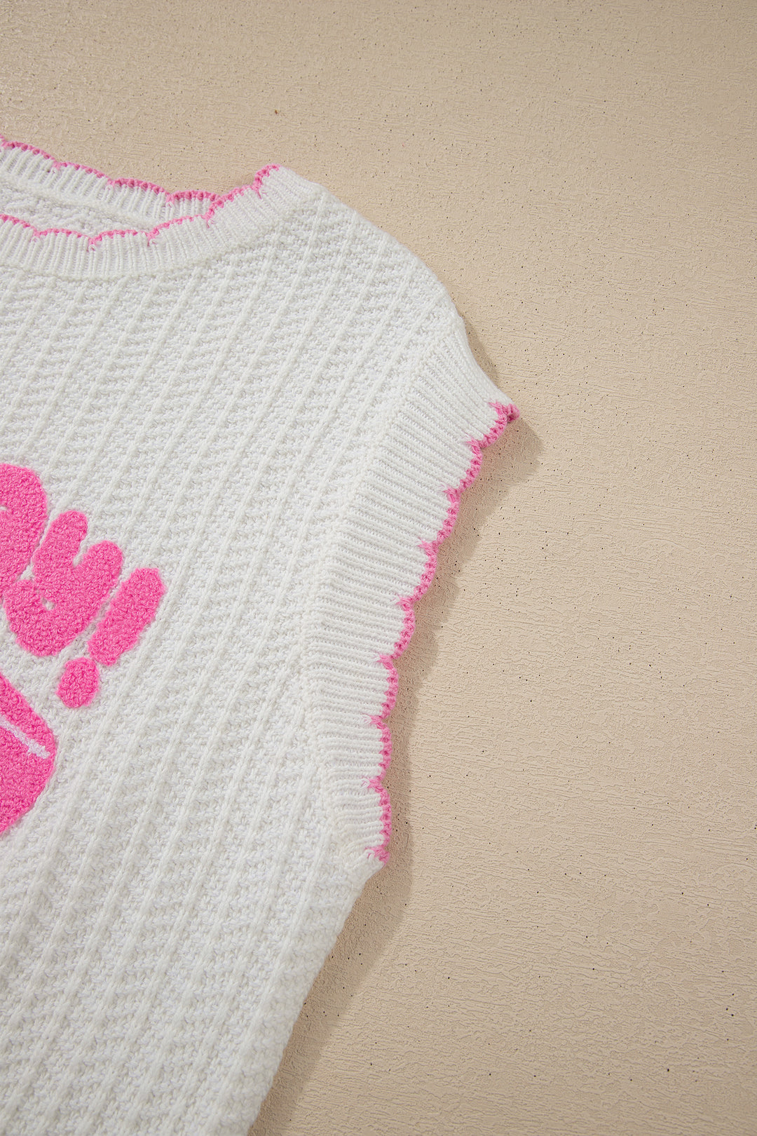 White Lets Play Rugby Pattern Textured Knit Casual Shift Sweater Vest
