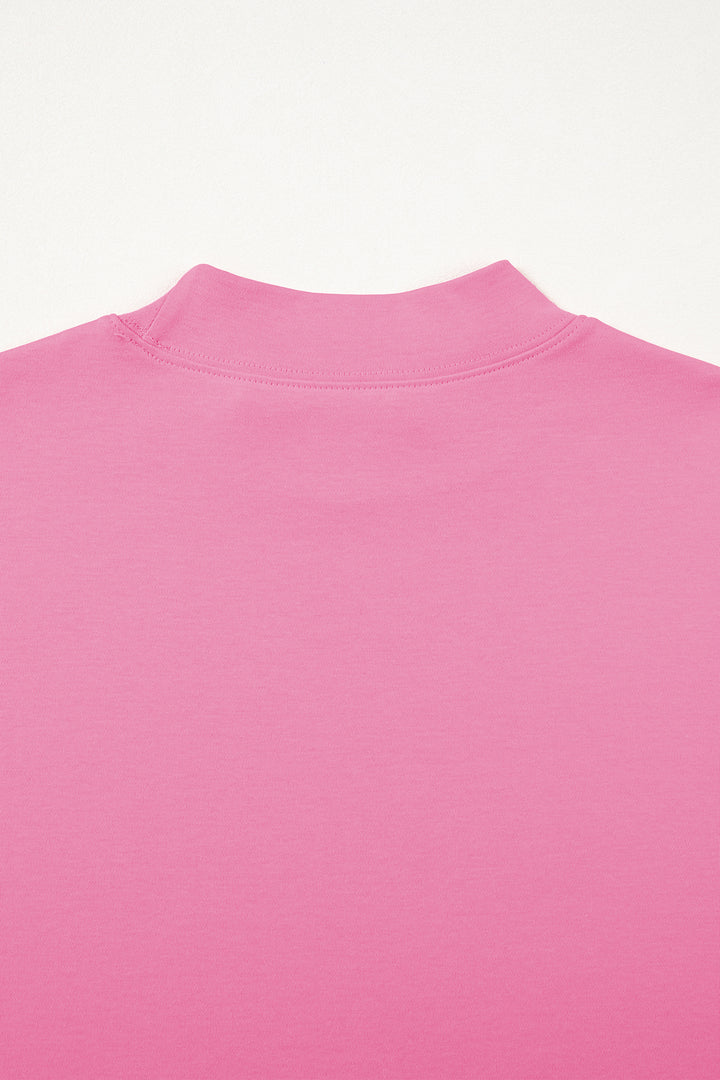 Sachet Pink Solid Color High Neck Oversize Tee