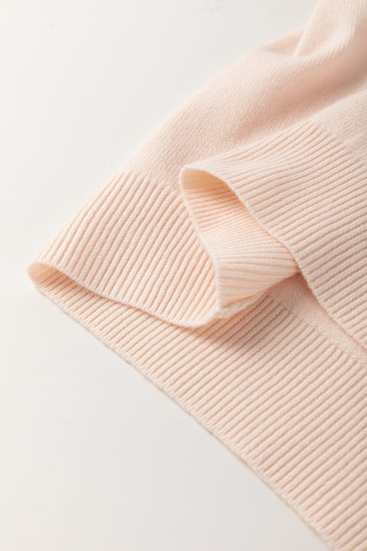Chic Pearl Bow Embellished Dolman Short Sleeve Sweater