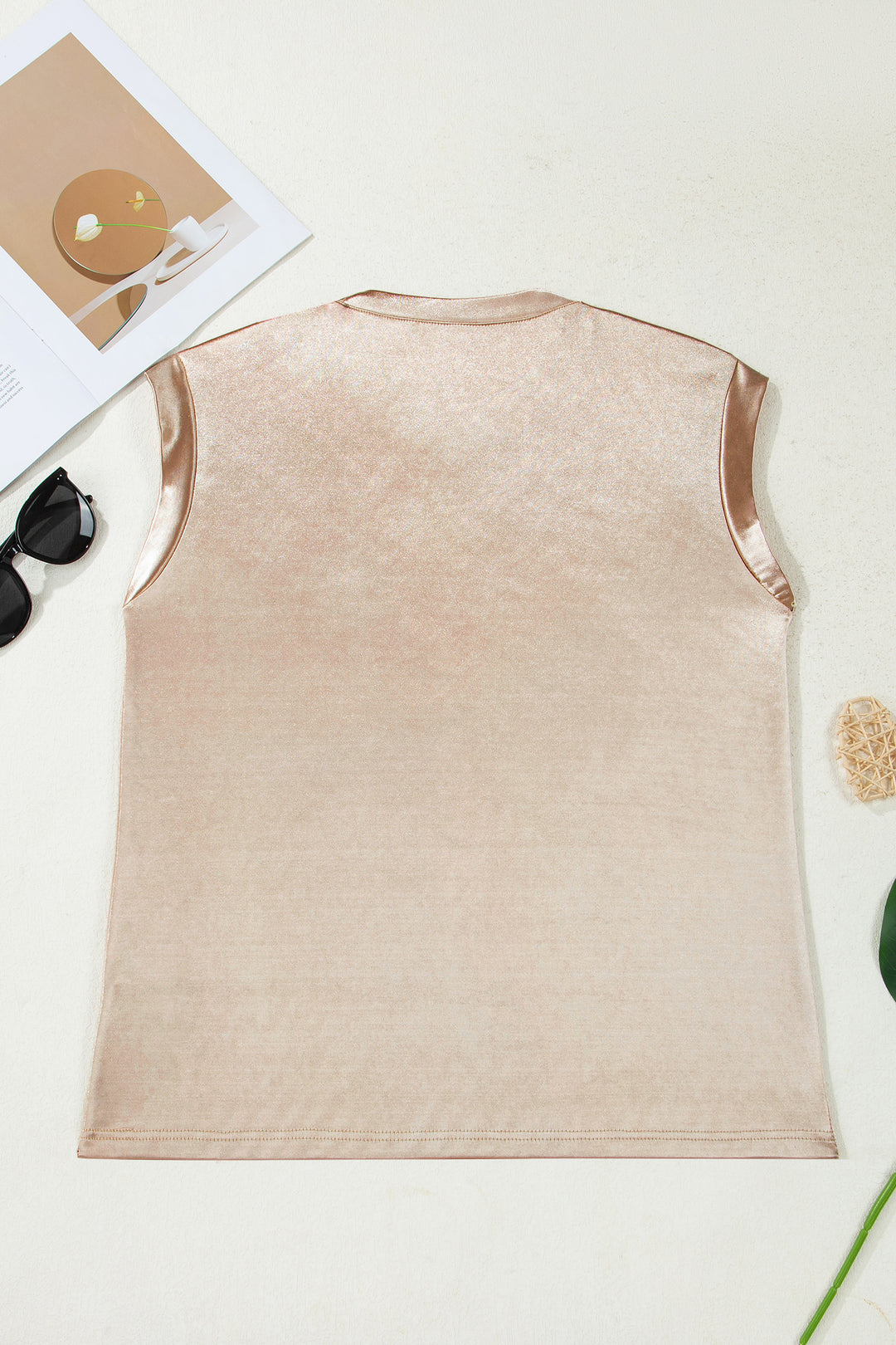 Round Neck Metallic Tank Top