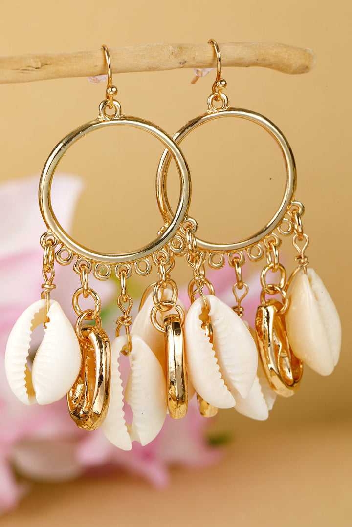 Seashell Charm Hoop Dangle Earrings