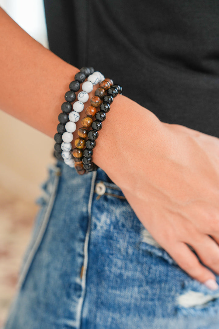 Retro Perlen Kristall 4er Armband Set