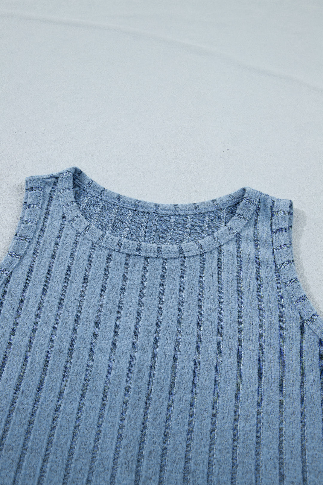 Sky Blue Slim Ribbed Mineral Wash Tank Top