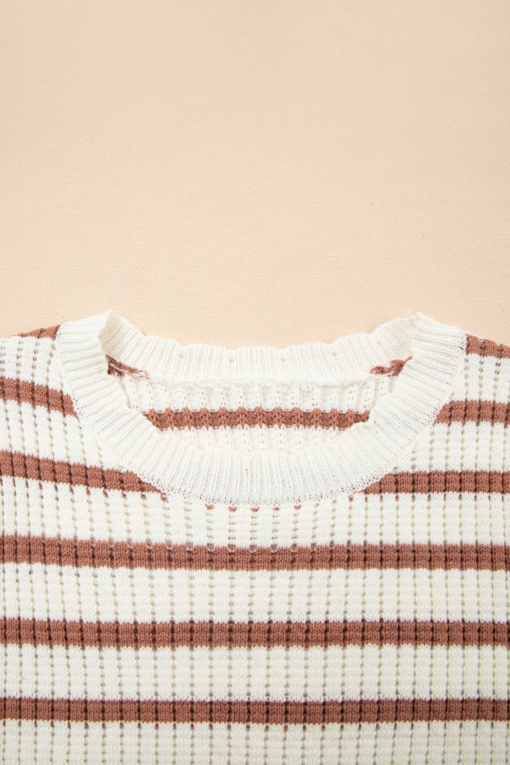 Scalloped Round Neck Short Sleeve Sweater