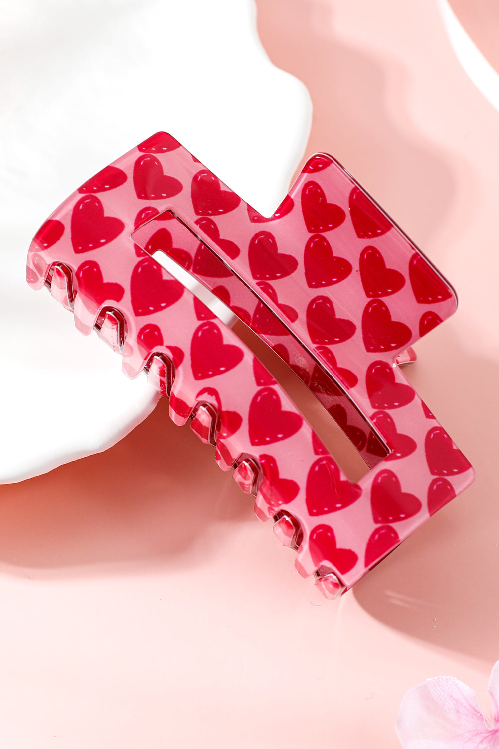 Heart Print Hollow Out Square Hair Claw Clip