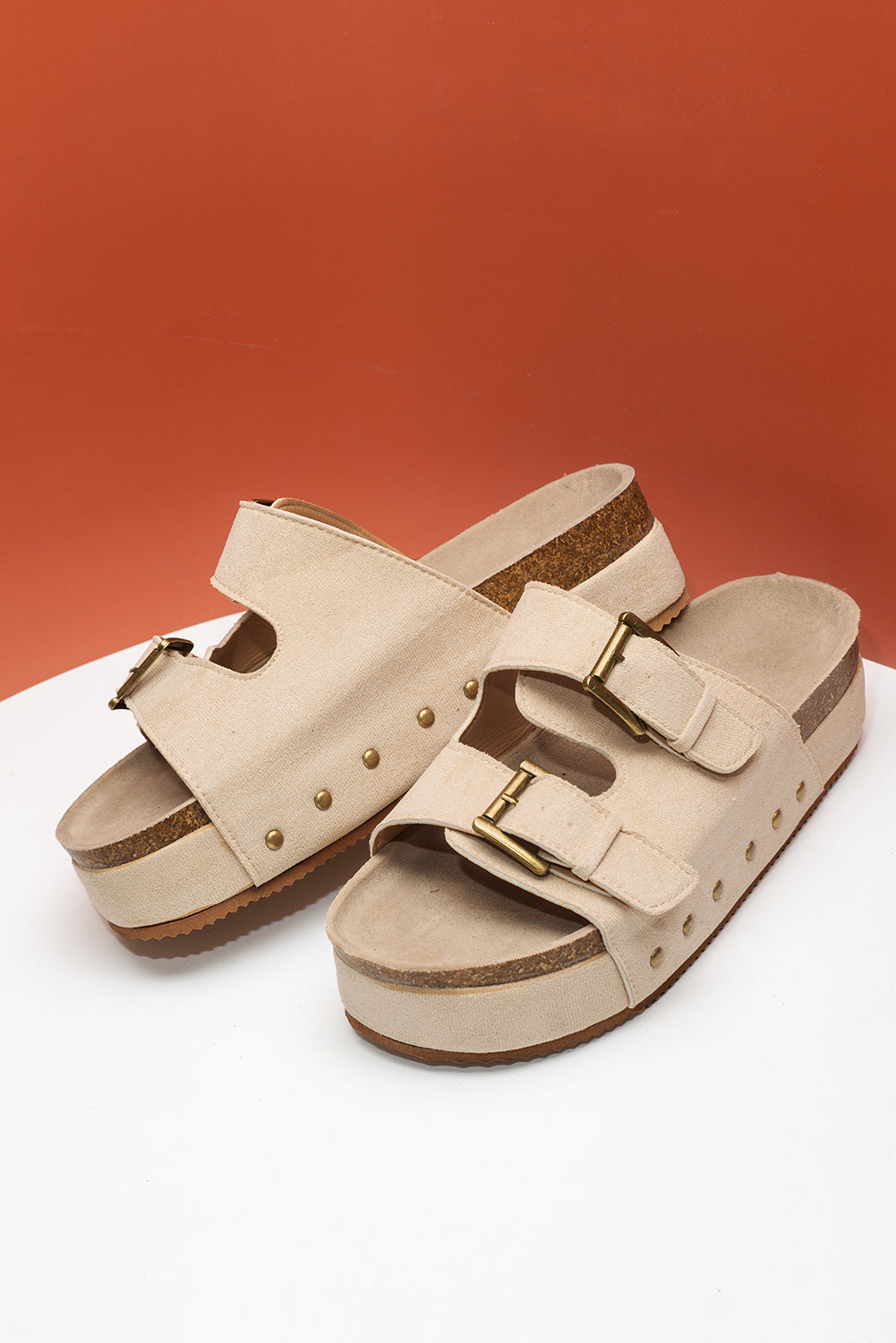 Suede Buckle Decor Footbed Sandal Slippers