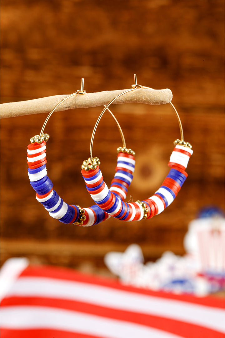 Boucles d'oreilles créoles à perles inspirées du drapeau américain