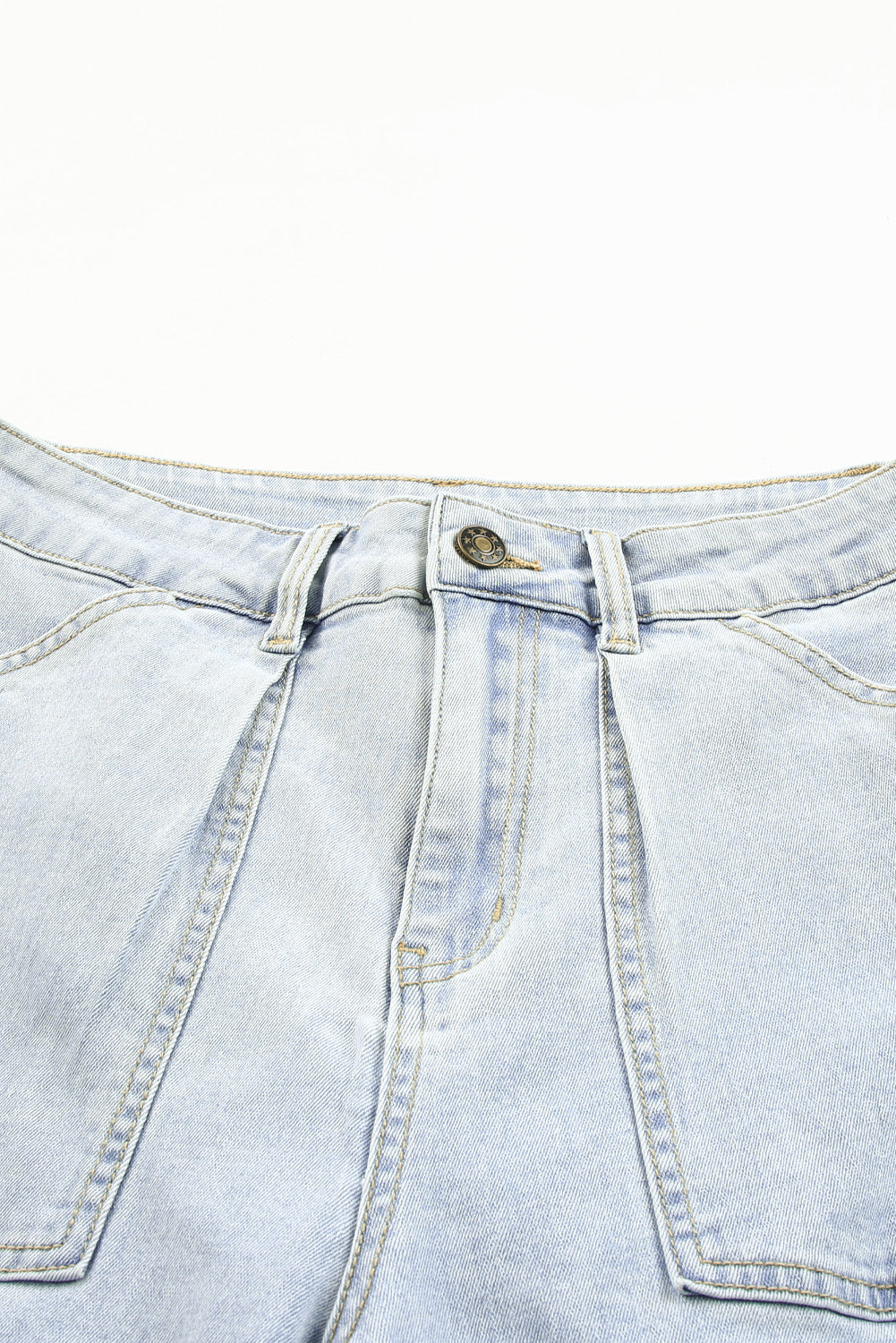 Sky Blue Multi Pocketed Y2K Street Fashion Shift Jeans