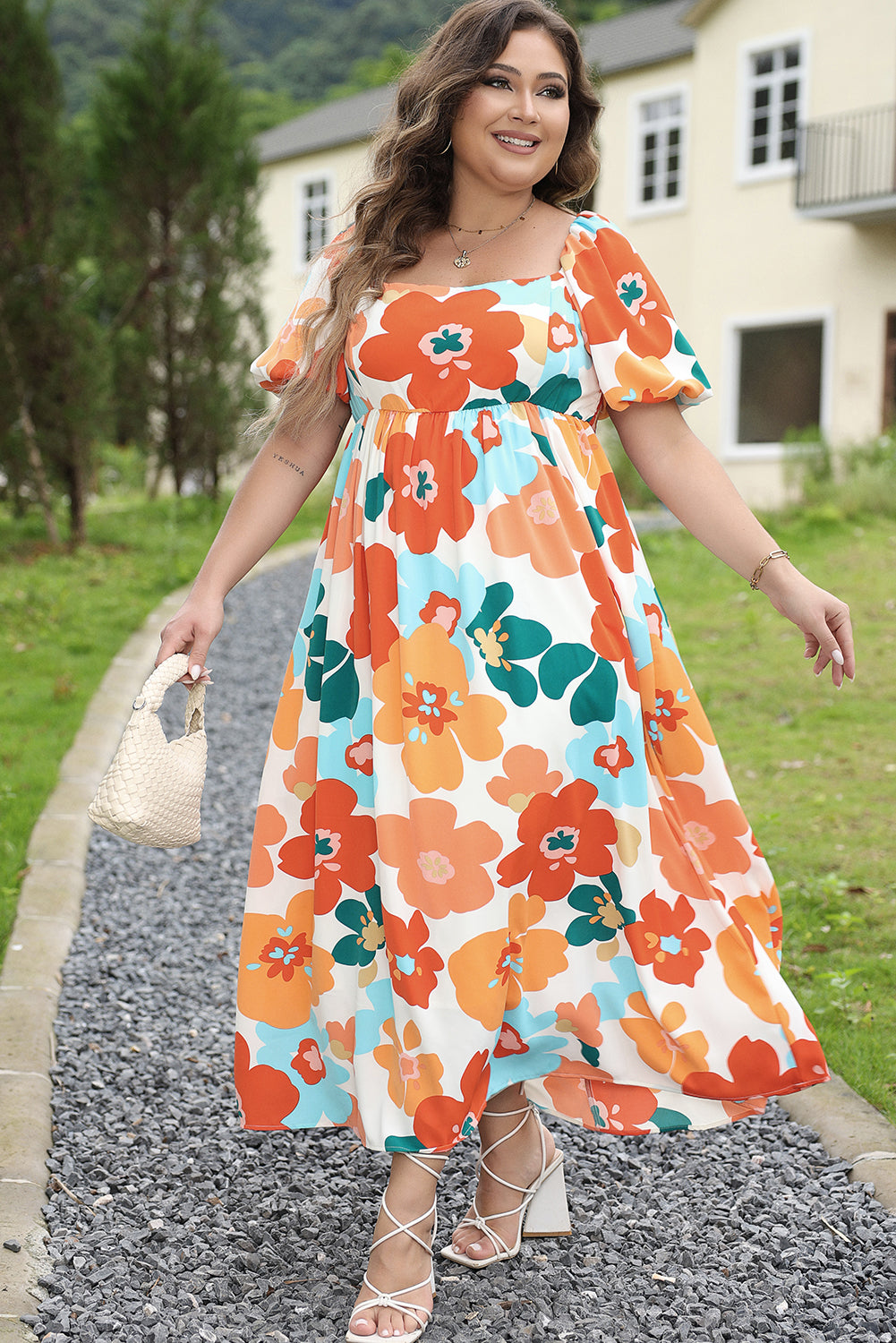floral shirred maxi dress Floral Shirred High Waist Maxi Dress