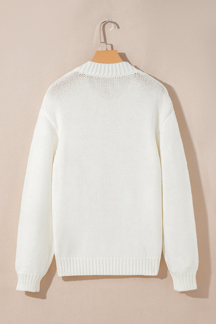Embroidered Bow Boots Graphic Drop Shoulder Sweater