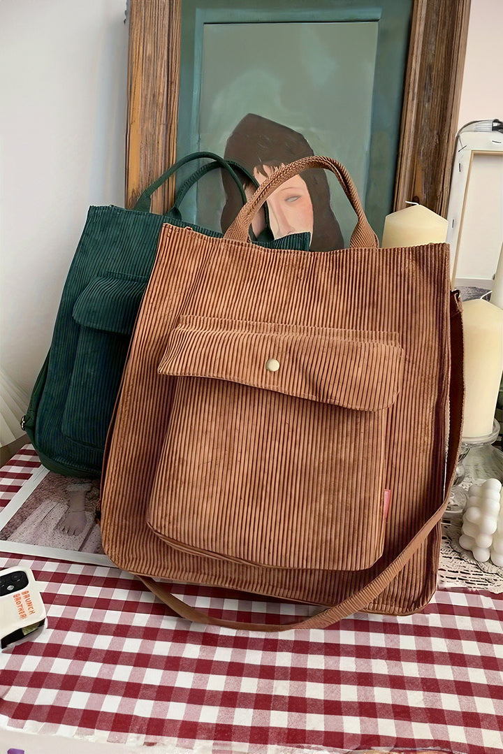 Detachable Shoulder Strap Large Corduroy Bag