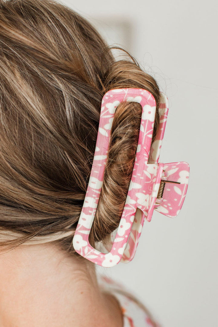 Floral Printed Hollow Out Claw Clip
