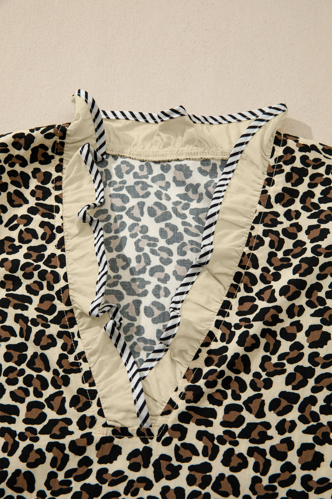 Black Leopard Print V Neck Bracelet Sleeve Mini Dress