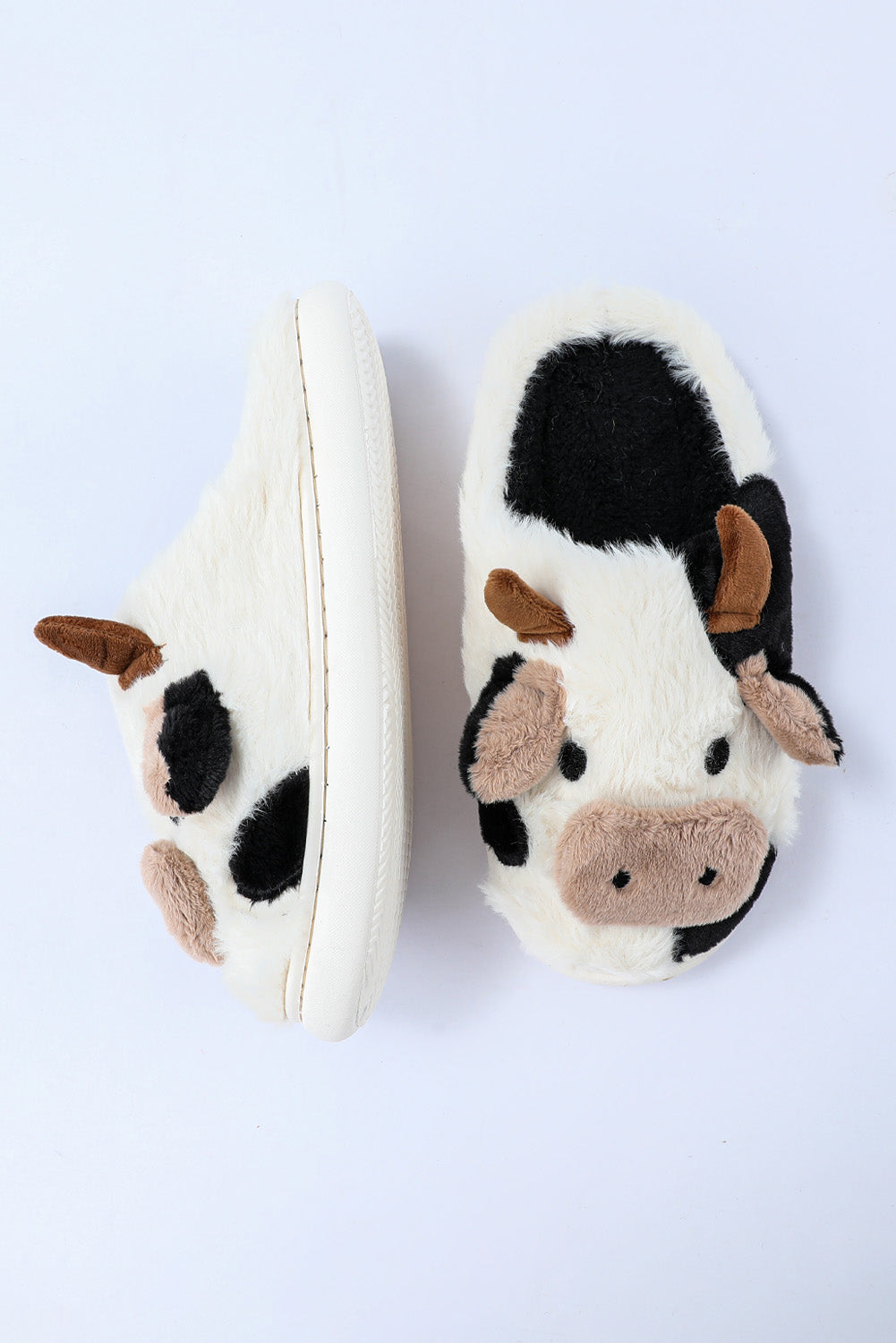 Chaussons en peluche motif vache et animaux de dessin animé